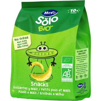 Snacks de guisantes y maíz ecológicos desde 10 meses bolsa 40 g - Hero Solo
