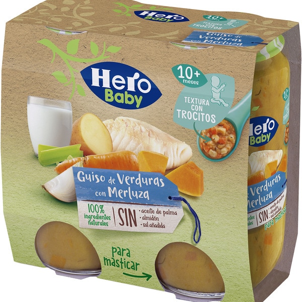 Baby-Fertignahrung Gemüseeintopf mit Seehecht und Stückchen ab 10 Monaten 2er-Pack Verpackungen 235 g