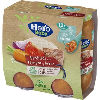 HERO BABY jars of vegetables with beef and rice with chunks ages 10+ months 2-pack containers 235 g