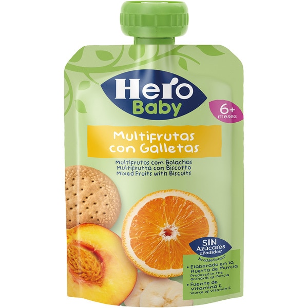 multi-fruit sachet with biscuits no added sugar ages 6+ months 100 g