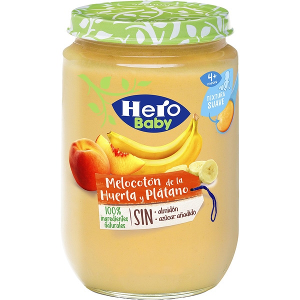 tarrito de melocotón de la huerta y plátano desde 4 meses tarro 190 g