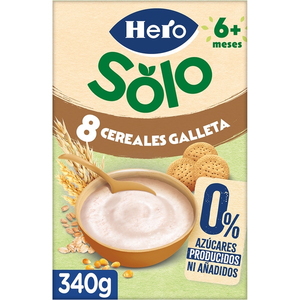 papilla de 8 cereales con galleta 0% azúcar producido ni añadido desde 6 meses envase 340 g
