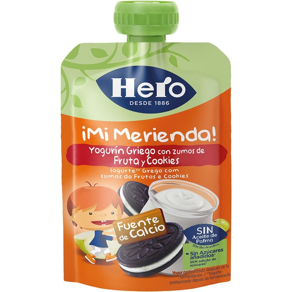 ¡Mi merienda! Kleiner griechischer Joghurtbeutel mit Obst und Cookies ab 12 Monaten 100 g