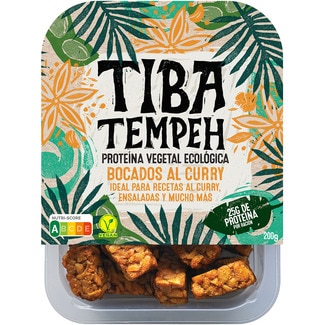 TIBA TEMPEH organic and vegan plant-based protein curry bites tray 200 g