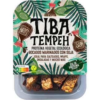 TIBA TEMPEH organic and vegan marinated bites with soya plant-based protein tray 200 g