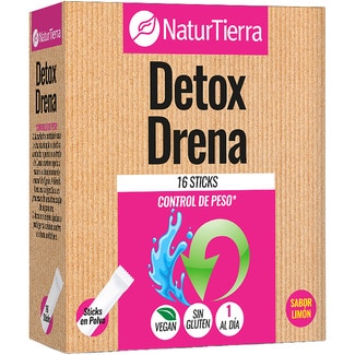NATURTIERRA Detox Drena drenante sabor limón vegano sin gluten estuche 16 dosis