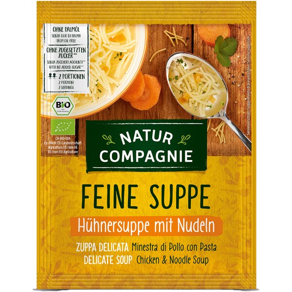 Organic chicken and noodle soup with no palm oil sachet 40 g