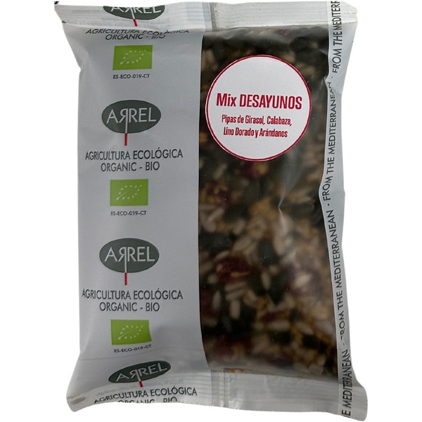 Mix Desayunos ecológicon con pipas de girasol, calabaza, lino dorado y arándanos bolsa 250 g