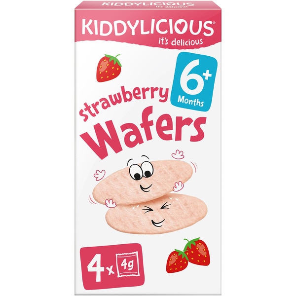 wafers con sabor a fresa sin gluten desde 6 meses 4 bolsitas de 4g estuche 16 g