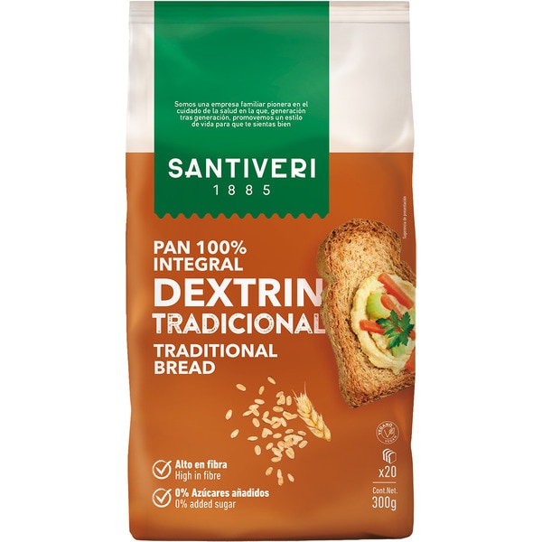 traditional toasted wholemeal dextrin bread container 300 g