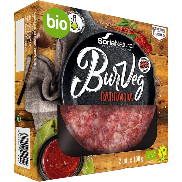BurVeg veganer Bio-BBQ-Hamburger mit AOVE extra 2er-Pack Einheiten 100 g