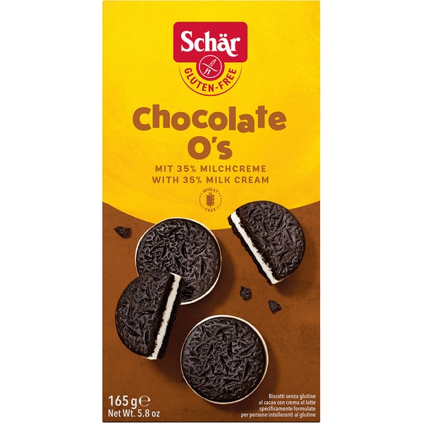 Schokolade O's glutenfreie Kakaokekse mit Milchcreme Behälter 165 g