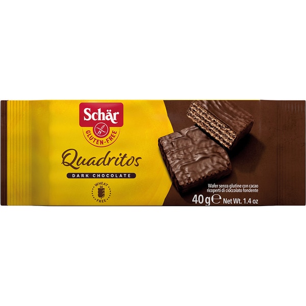 Quadritos Kakaowaffeln mit Zartbitterschokolade glutenfrei Behälter 40 g