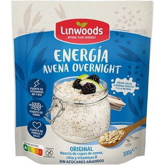 LINWOODS Energía avena Overnight copos de avena, chía y vitaminas sin gluten envase 300 g