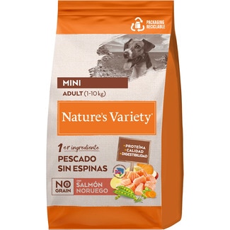 NATURE'S VARIETY No Grain food for mini adult dogs with salmon bag 3 kg