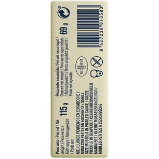 Mejillones Premium en escabeche pequeños 12-16 piezas lata 69 g neto escurrido - Espinaler