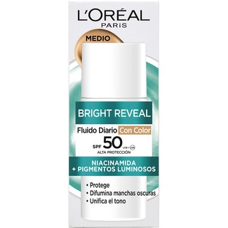 L'OREAL Paris Bright Reveal medium tone anti-blemish face fluid tube 50 ml with niacinamide + LHA SPF50 +