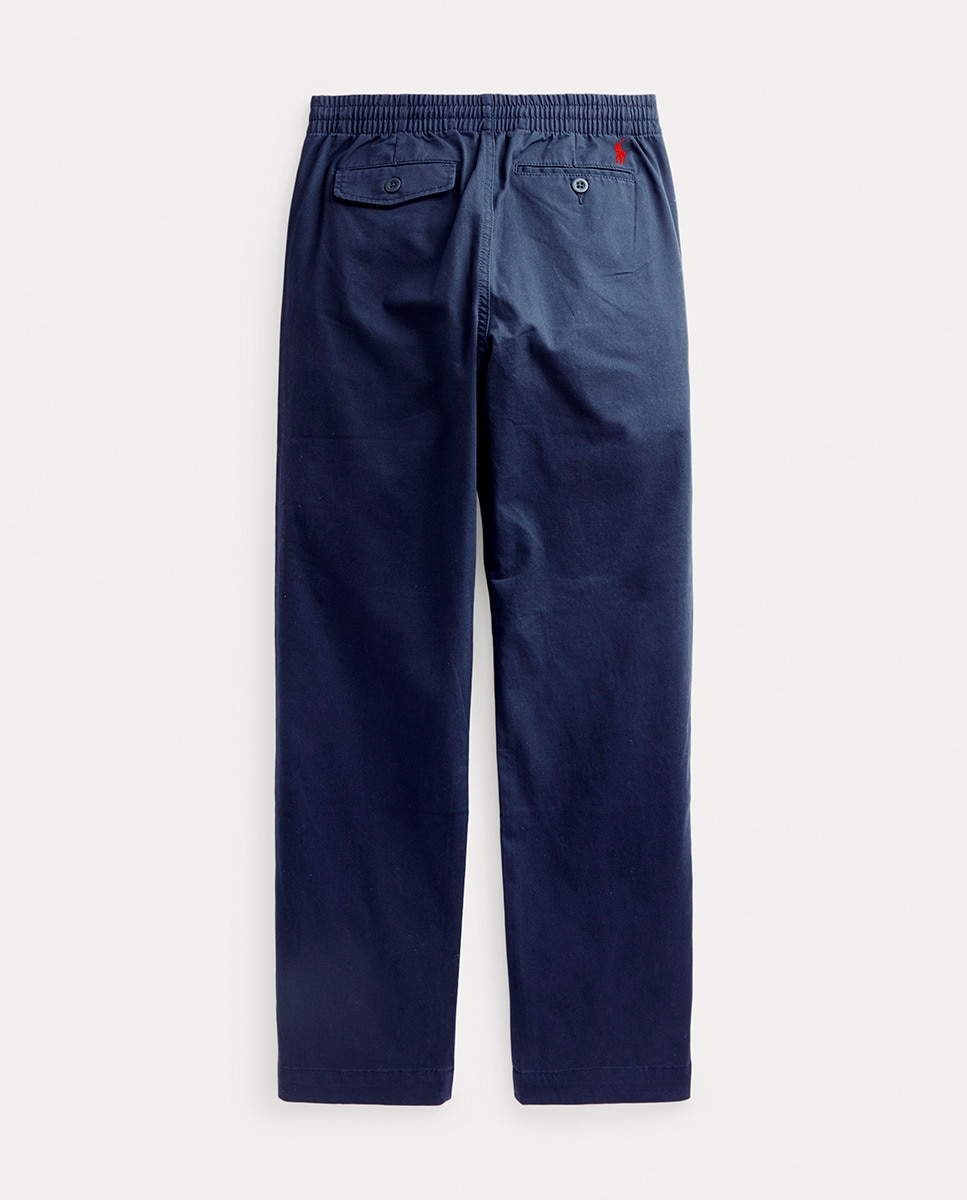 Calças Chino de Sarja com Cavalo Bordado Polo Ralph Lauren Azul-marinho-5