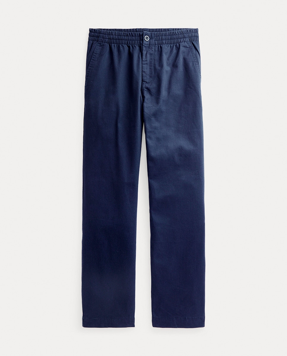 Calças Chino de Sarja com Cavalo Bordado Polo Ralph Lauren Azul-marinho-4
