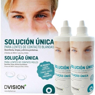 DC PHARM unique solution for soft contact lenses 2-pack can 360 ml + free contact lens case