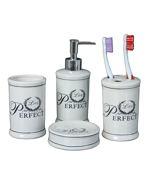 Set 4 piezas baño ceramica con caja regalo