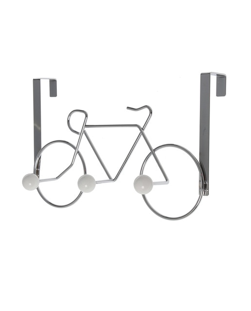 Percha puerta 3 ganchos metalc romado bicicleta