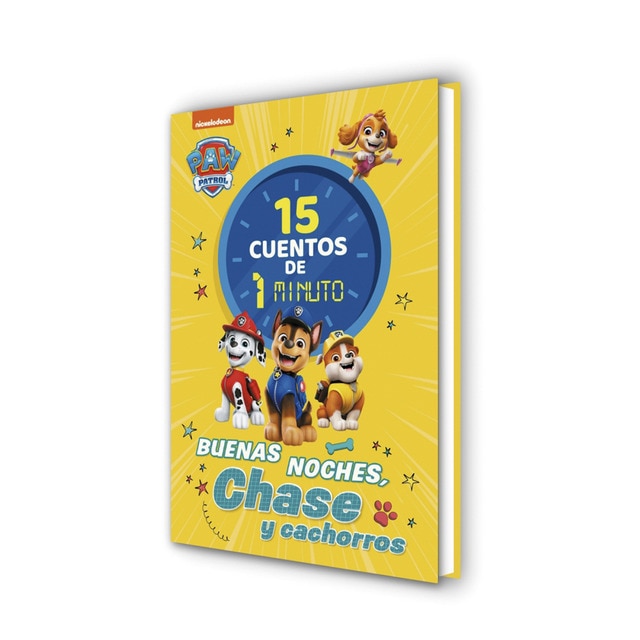 "Paw Patrol | Patrulla Canina. Recopilatorio de cuentos - 15 cuentos de 1 minuto. Buenas noches, Chase y cachorros (Tapa dura)"