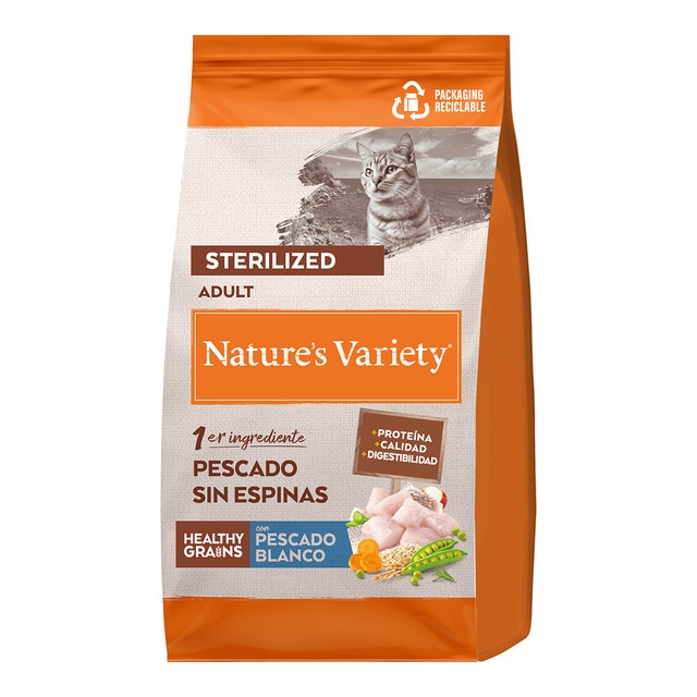 Nature’s Variety – Pienso para gatos adultos esterilizados Nature’s Variety Healthy Grains pescado blanco 3 kg.
