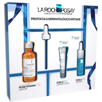LA ROCHE POSAY Box Pure Vitamin C12 antioxidant, highlighter w/ concentrated anti-wrinkle serum doser 30 ml + free eye contour serum + Hyalu serum
