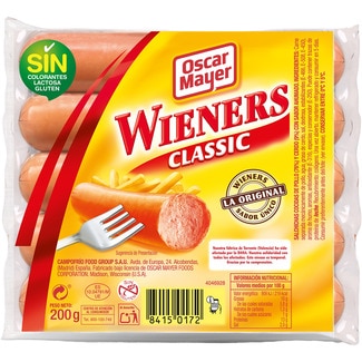 OSCAR MAYER Wieners Classic gekochte Würstchen Schwein und Huhn Räuchergeschmack 5 Stück Behälter 200 g gluten- und laktosefrei