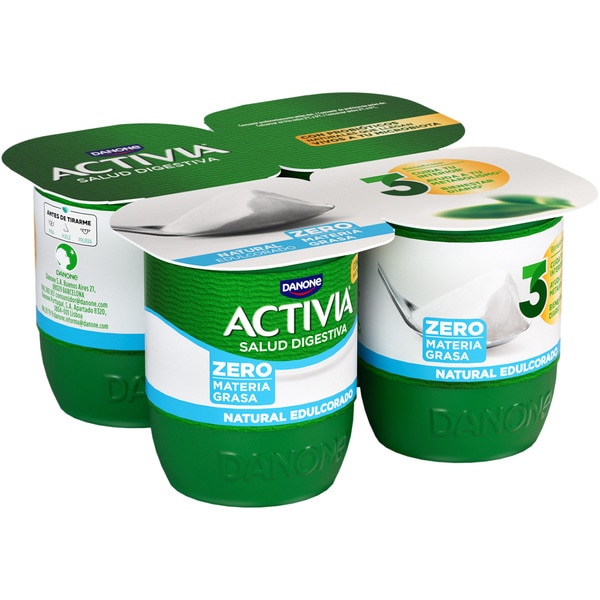 Zero fat-free plain bifidus with sweetener 4-pack units 120 g