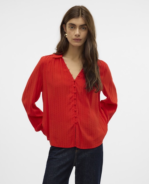 Camisa plumeti de mujer con botones forrados