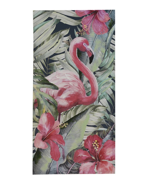 Cuadro flamingo impreso + oleo pintado a mano 60x120