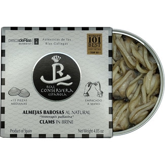 REAL CONSERVERA ESPAÑOLA medium carpet shell clams in brine from the Galician rías 15+ pieces tin 120 g