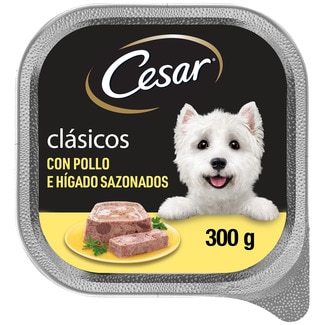 CESAR Clásicos comida húmeda para perros con pollo e hígado sazonados tarrina 300 g