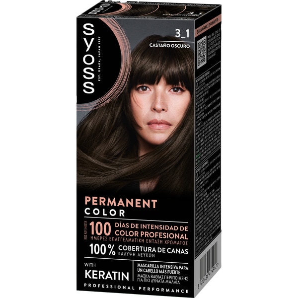 tinte coloración permanente color 3.1 Castaño oscuro con mascarilla de keratina Box 1 Einheit