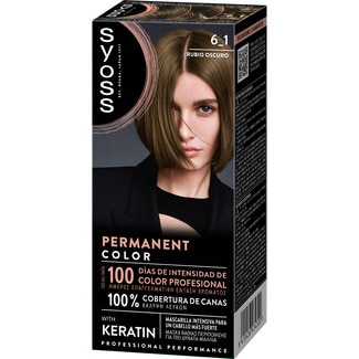 SYOSS tinte coloración permanente color 6.1 con mascarilla de keratina box 1 each