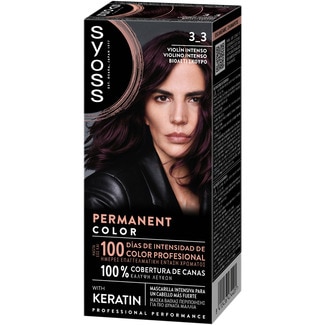 SYOSS tinte coloración permanente color 3.3 Violín intenso con mascarilla de keratina caja 1 unidad