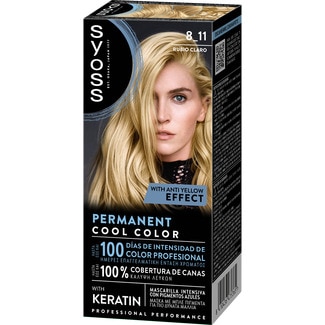 SYOSS tinte coloración permanente color 8.11 Rubio claro con mascarilla de keratina caja 1 unidad