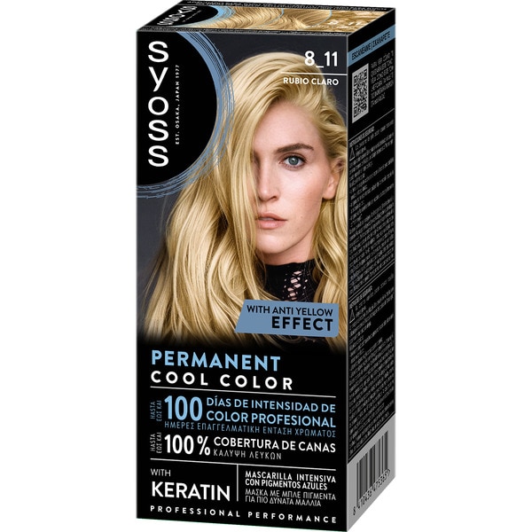 tinte coloración permanente color 8.11 Rubio claro con mascarilla de keratina box 1 each