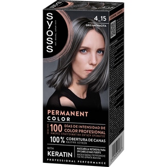 SYOSS tinte coloración permanente color 1.15 Gris Antracita con mascarilla de keratina caja 1 unidad