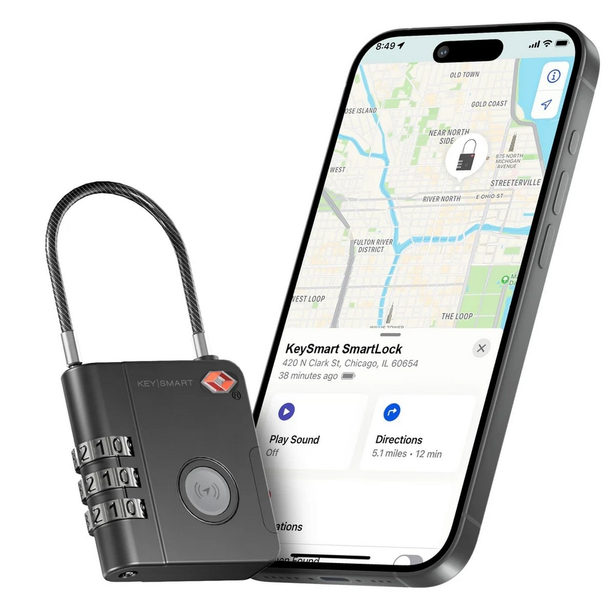 Imagem 0 de Cadeado KeySmart SmartLock com Find MY - Preto