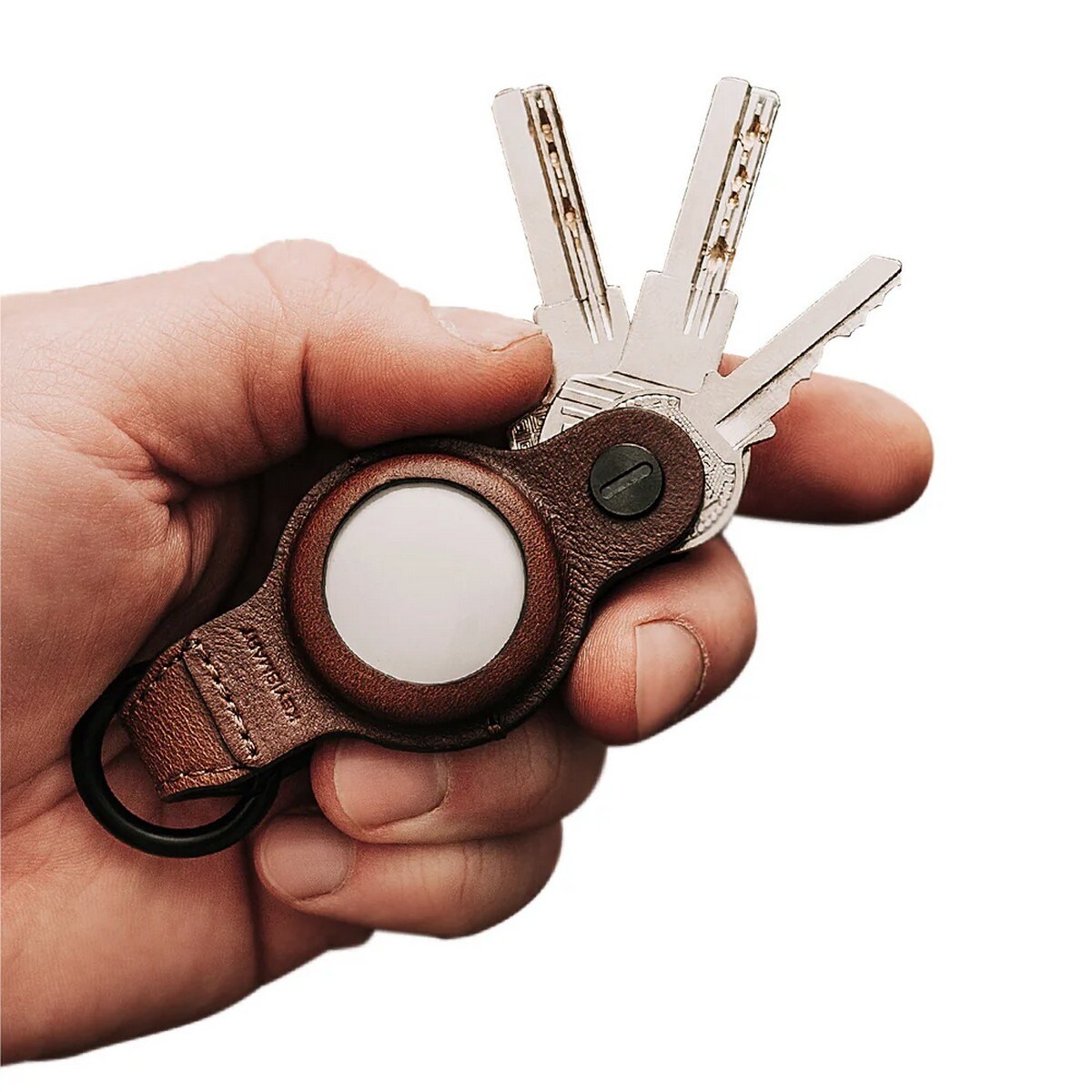 Porta-Chaves KeySmart para AirTag - Couro Castanho 8