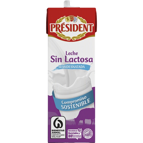 precios President Leche Semidesnatada Sin Lactosa Brik 1 L en Hipercor