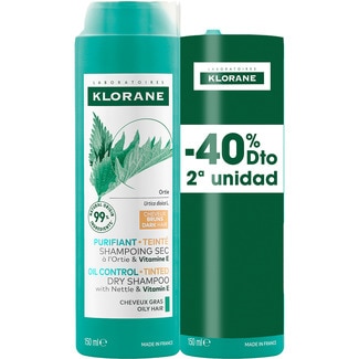 KLORANE champú en seco seborregulador pack 2 spray 150 ml