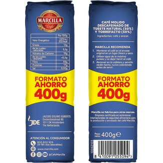 Café descafeinado molido mezcla intensidad 8 paquete 400 g - Marcilla