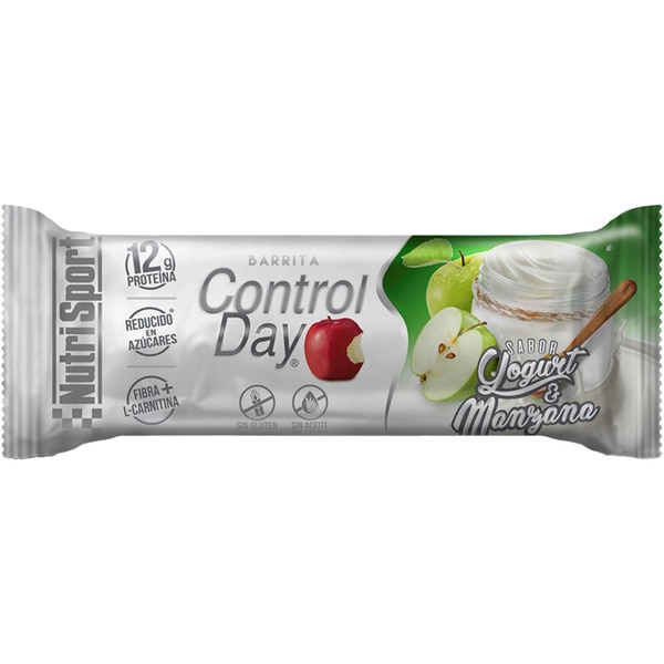Control Day barrita con sabor a yogurt y manzana con proteínas, fibra y L-Carnitina unidad 44 g sin gluten y reducido en azúcares