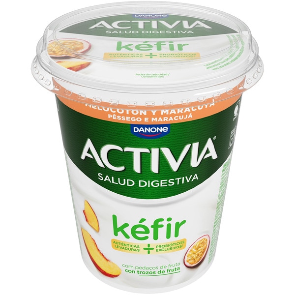 kéfir con trozos de melocotón y maracuyá envase 380 g