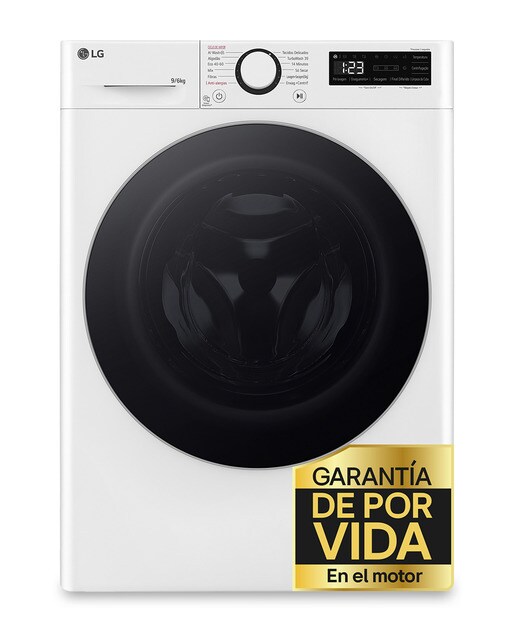 Lavadora secadora LG 9 kg / 1400 rpm, inteligente AI Direct Drive TM - F4DR6009A1W. Reacondicionado grado B