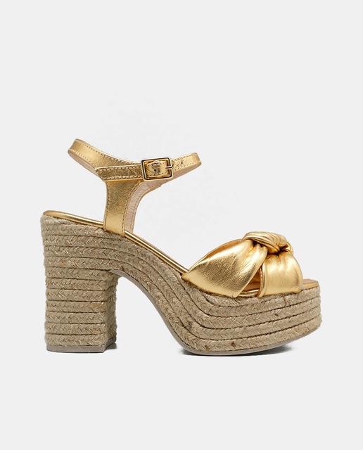 Sandalias de plataforma de mujer en piel